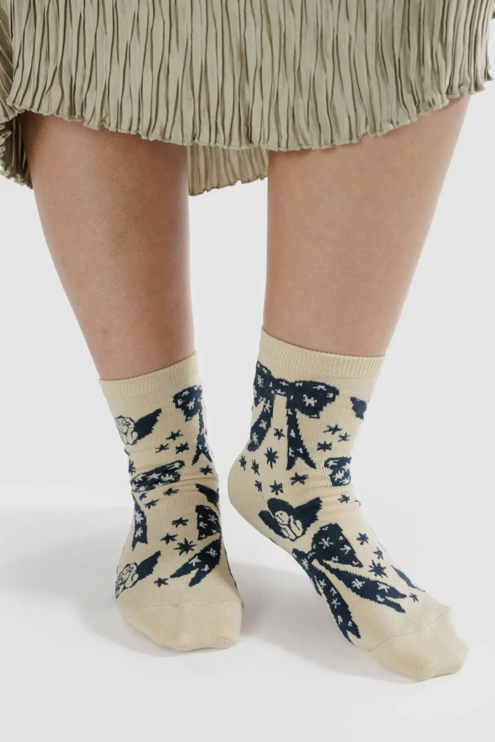 BAGGU Crew Socks - Cherub Bows
