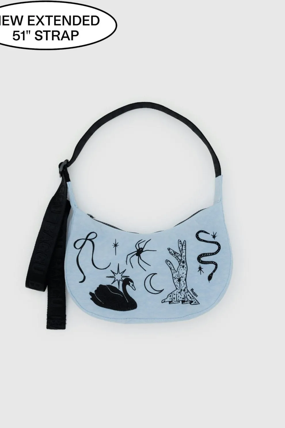 BAGGU Small Crescent Nylon Bag - Embroidered Ballet Icons