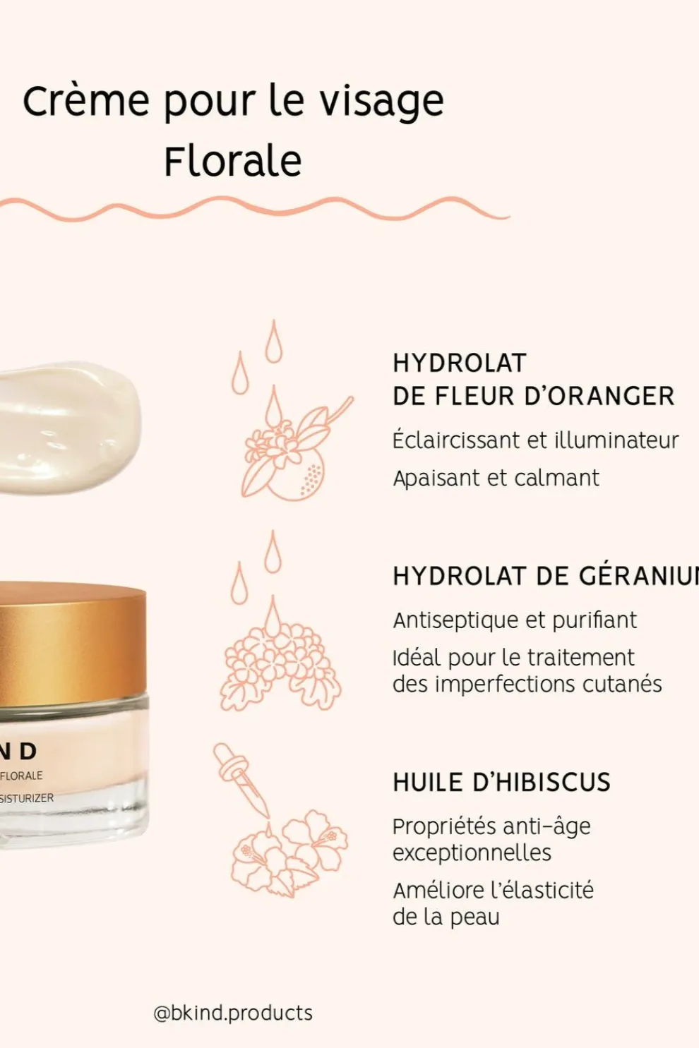 BKIND Floral Face Cream with Hyaluronic Acid