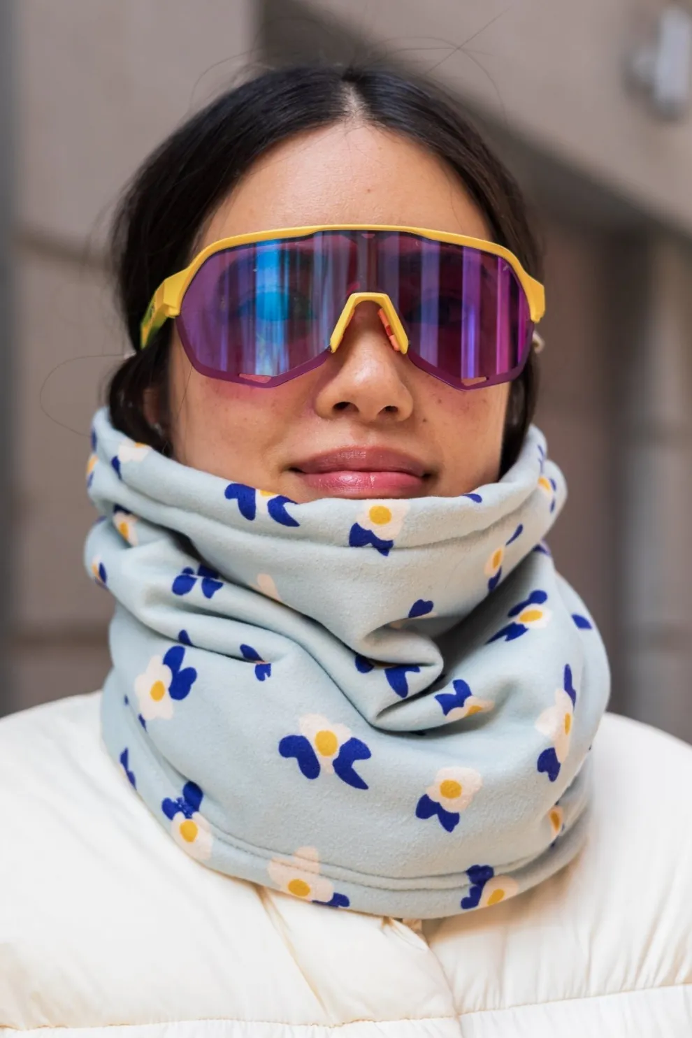 GIBOU Fleece Neck Warmer - Floral Blue