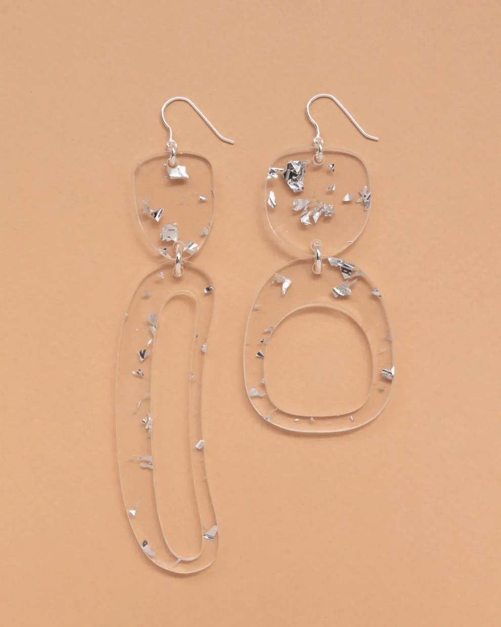 WARREN STEVEN SCOTT Large Ovoid Mix Earrings - Silver Sequin