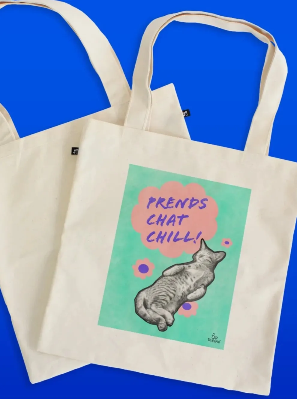 OUI MANON Sac Tote Bag - Prends chat chill