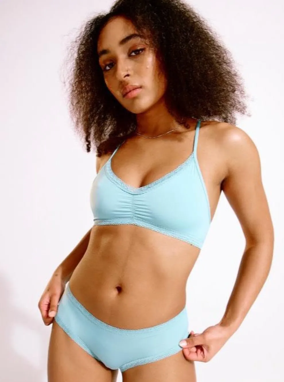 BLUSH The Micro Lace Trim Bralette - Aqua