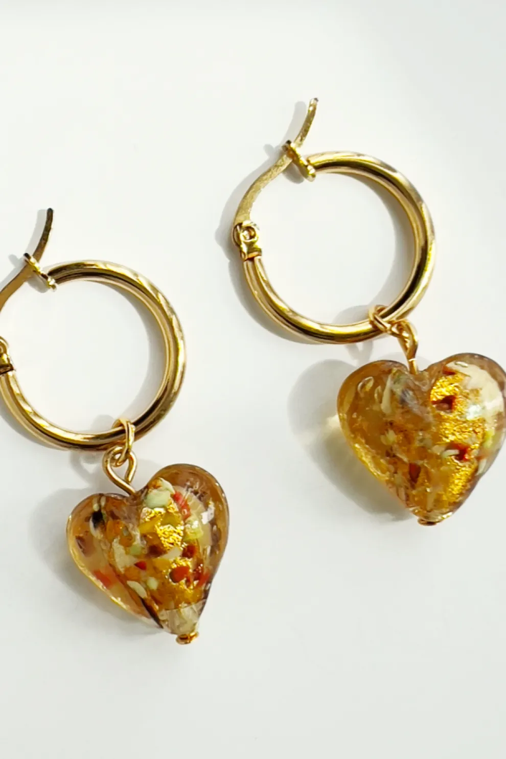 YELLOW DOTS STUDIO Boucles d'oreilles Cœur en Verre Ambré