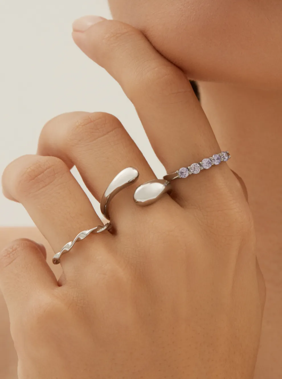 TWENTY COMPASS Double Dome Ring - Stainless Steel