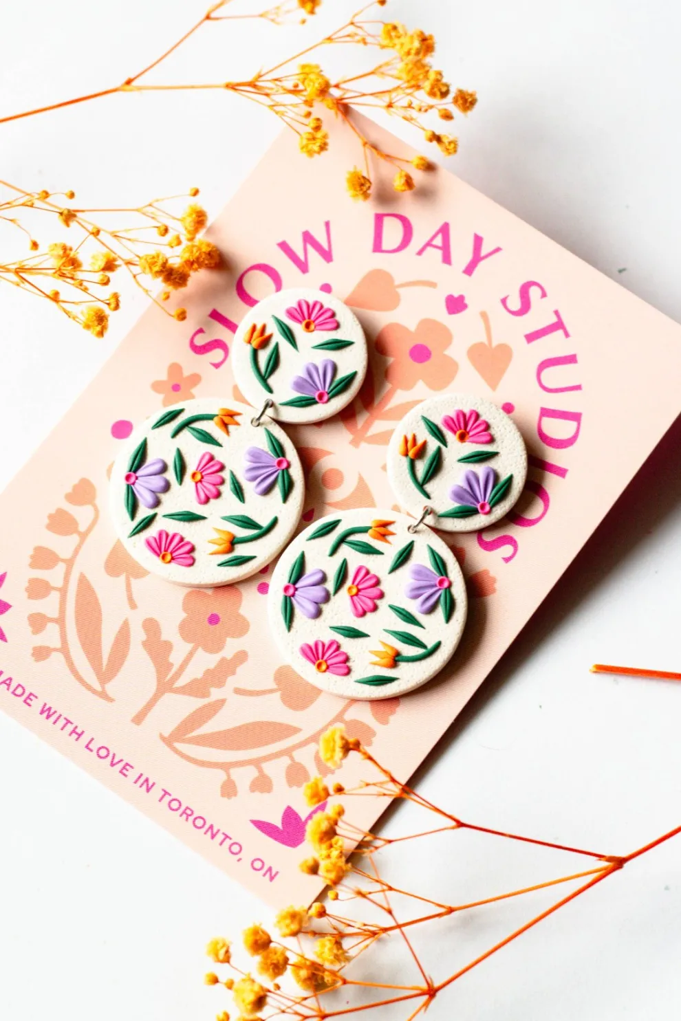 SLOW DAY STUDIOS Floral Earrings - Off White