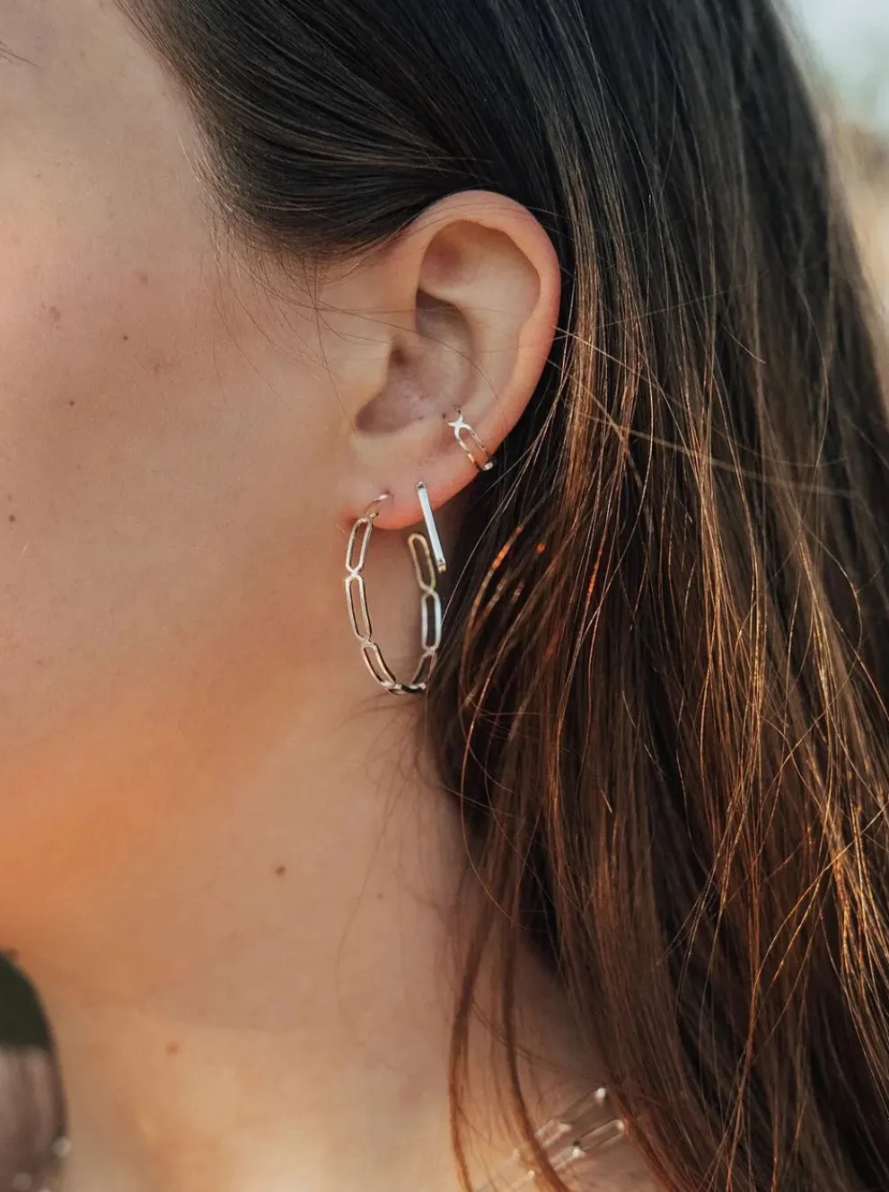 SARAH BIJOUX Large Trombone Hoops