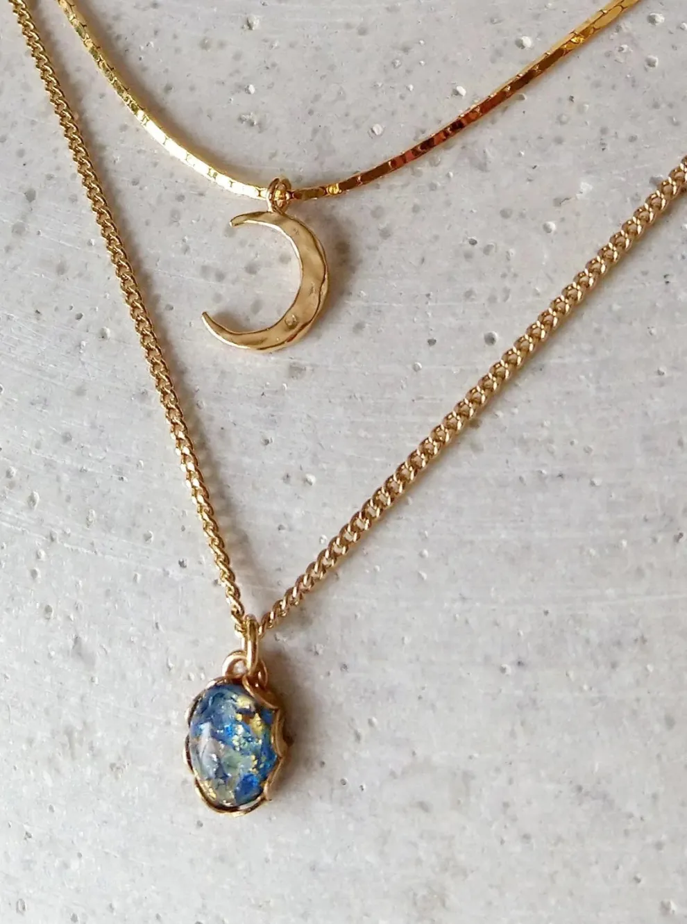 SANDRINE DEVOST Moonshadow Necklace Duo - Harlequin Blue