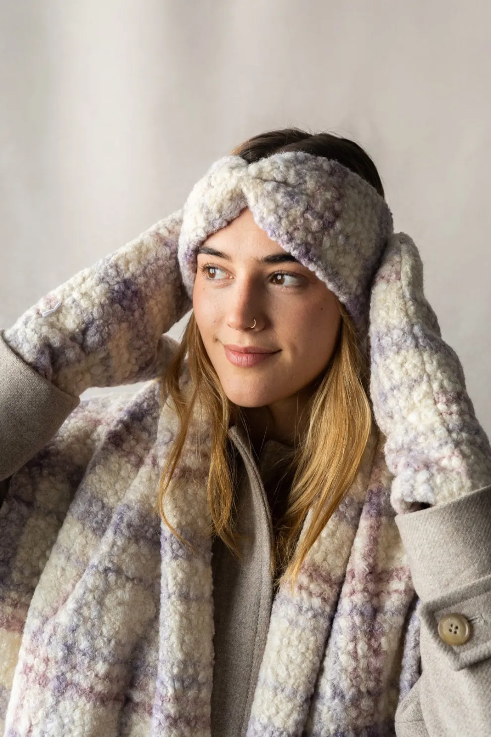 GIBOU Curly Fleece Scarf with Fringes