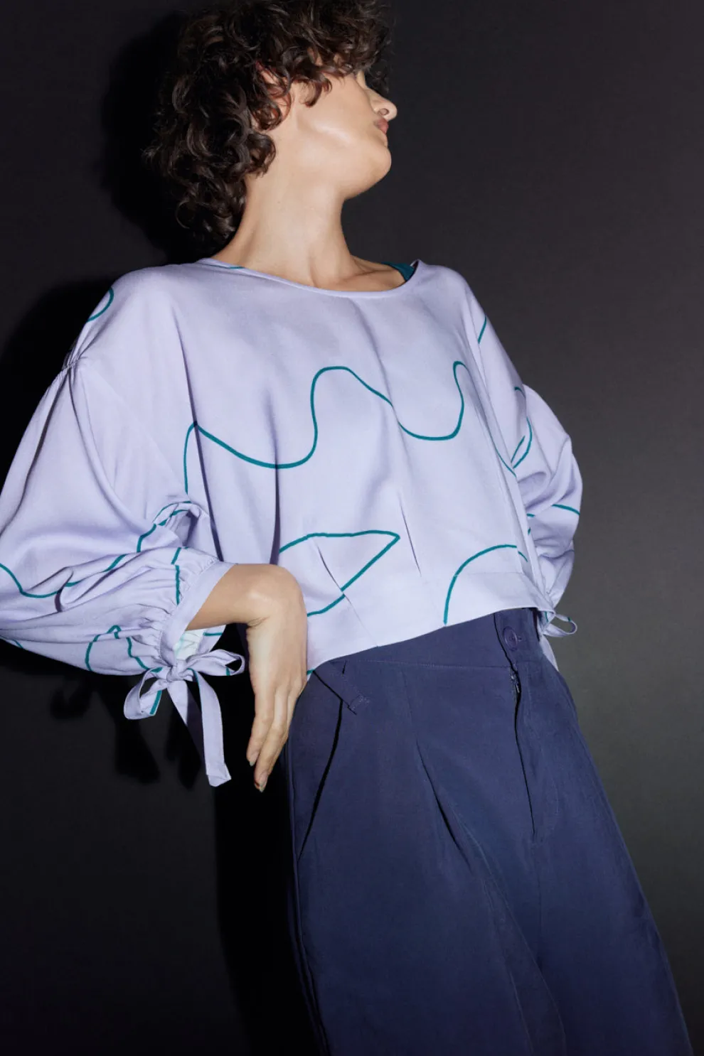 EVE GRAVEL Tama Blouse - Lilac and Green