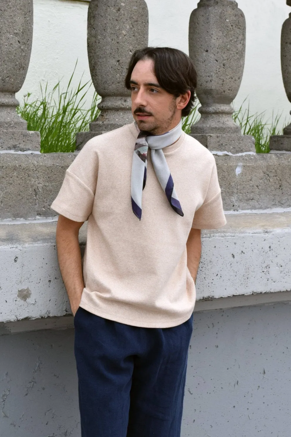 ATELIER B Silk Scarf - Navy Blue