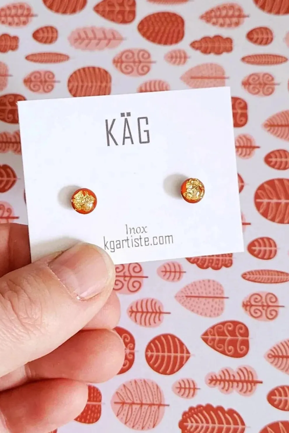 KAG Resin Earrings - Black and Copper